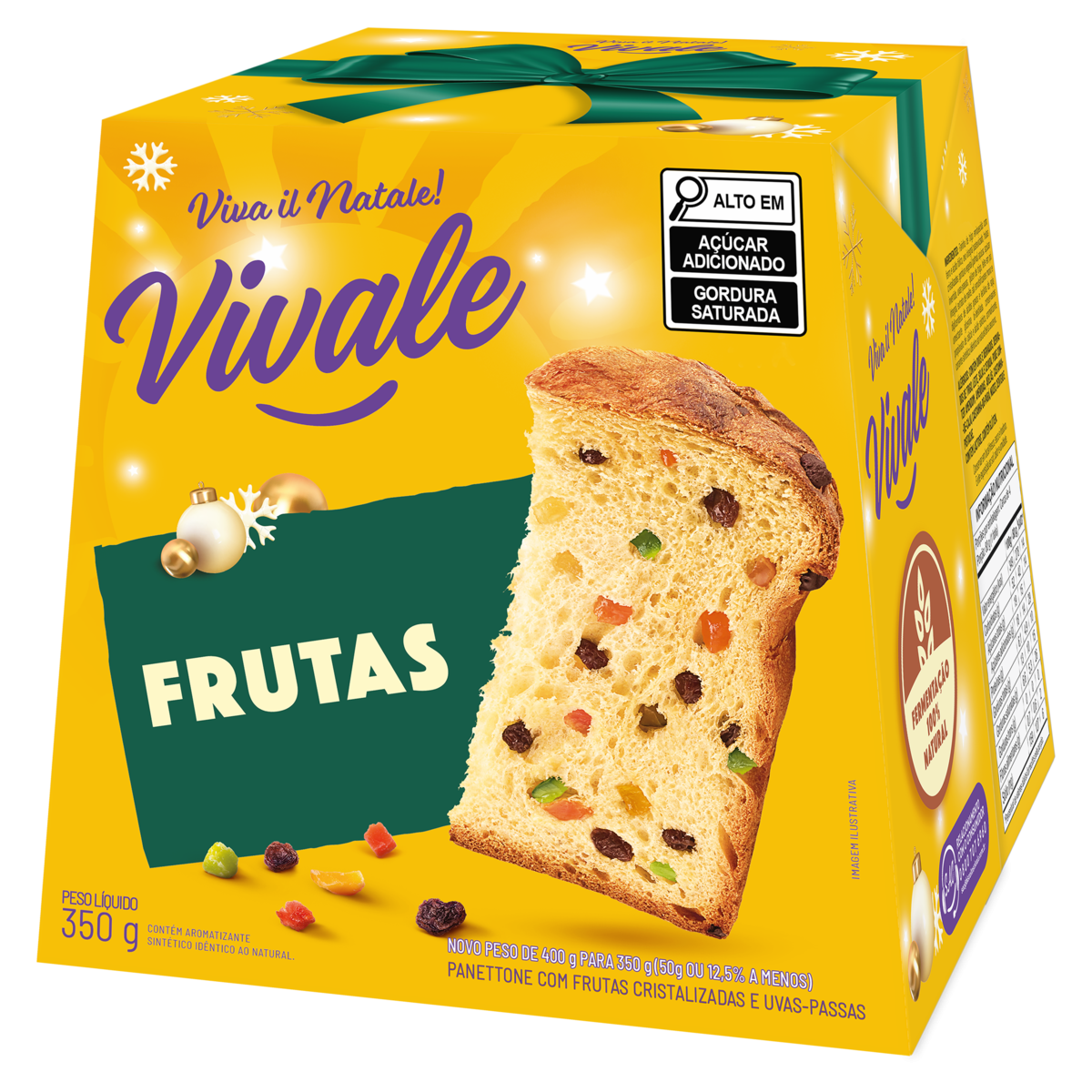 Panettone Com Frutas Cristalizadas E Uvas-Passas Vivale Caixa 350G