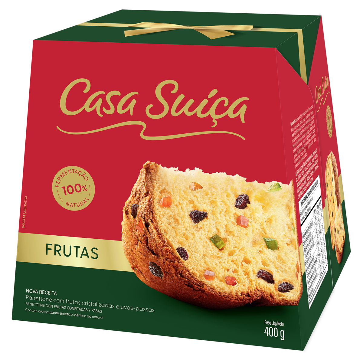 Panettone Com Frutas Cristalizadas E Uvas-Passa Casa Suíça Caixa 400G
