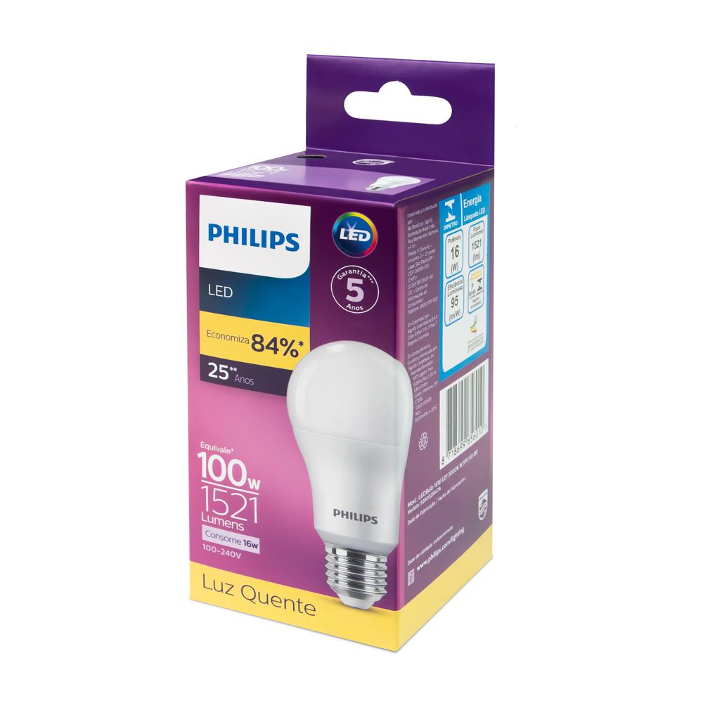 Lampada Led Philips 16W Bivolt Luz Amarela 3000K Base E27