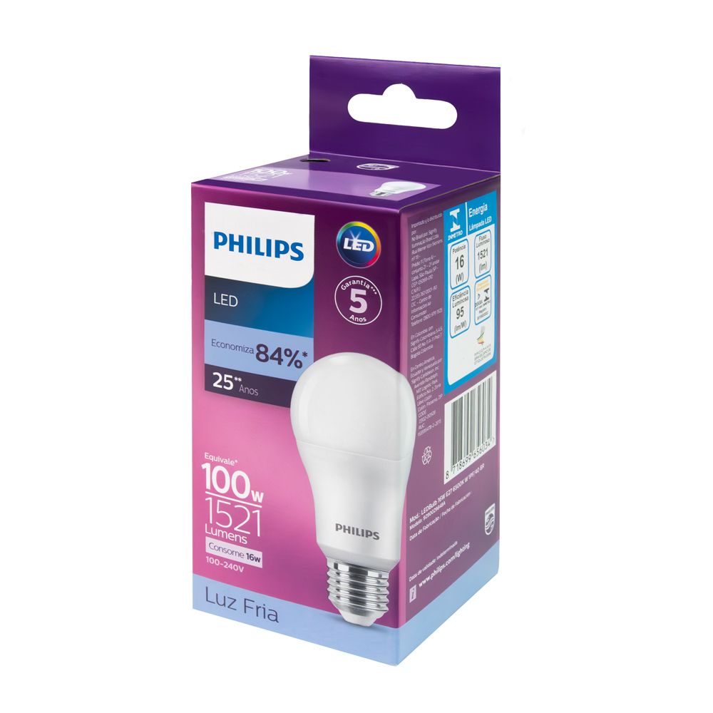 Lampada Led Philips 16W Bivolt Luz Branca Fria 6500K Base E27