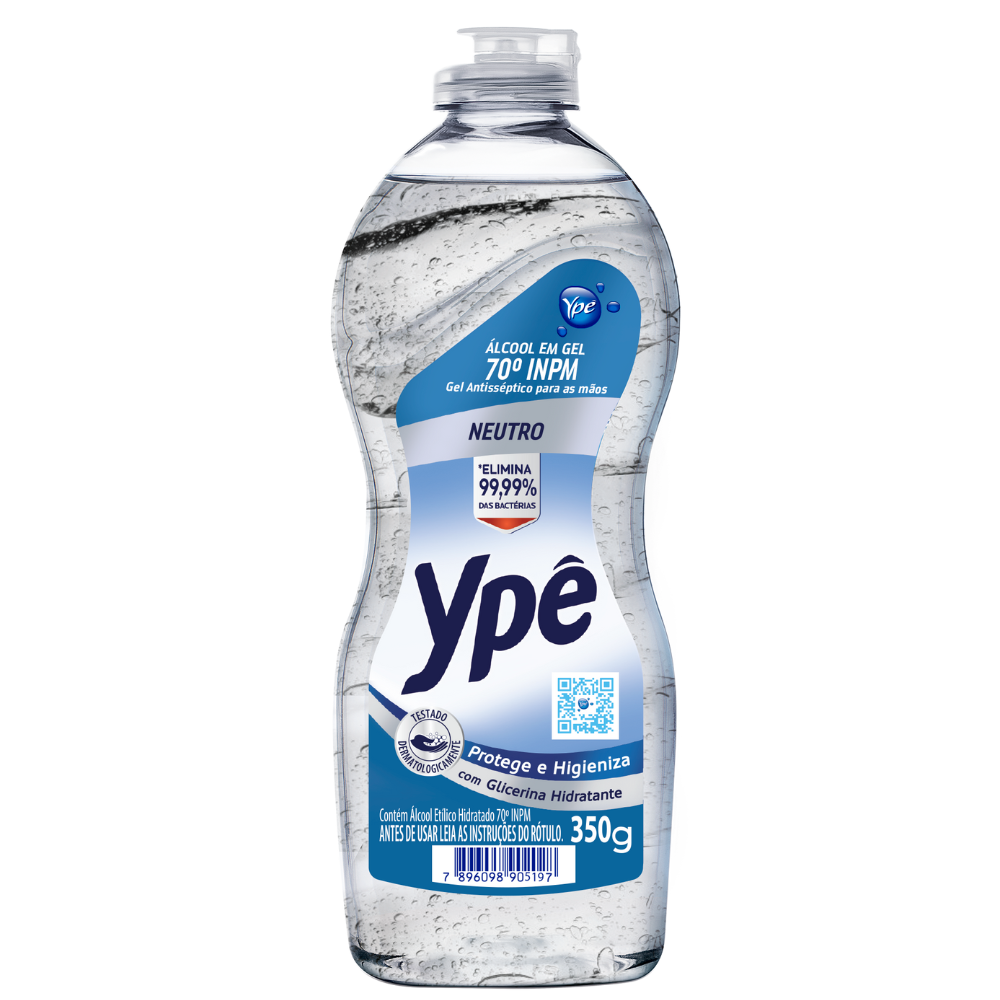 Álcool em Gel Antisséptico Ypê 350g - Elimina 99,99% das Bactérias - Glicerina Hidratante