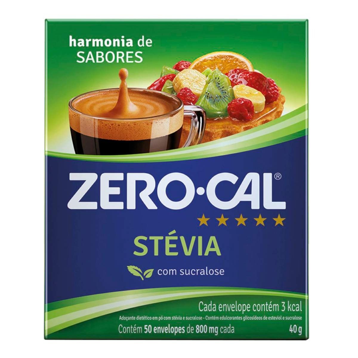 Adoçante Zero Cal Stevia Po C/50 Saches