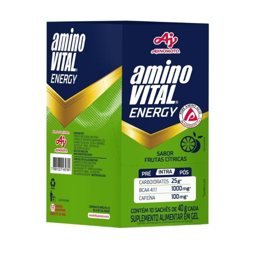 aminoVITAL® Energy Gel - Frutas Cítricas - Com Cafeína 10 Sachês