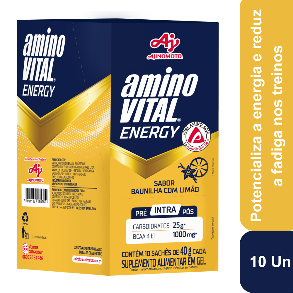 aminoVITAL® Energy Gel - Baunilha Com Limão - 10 Sachês