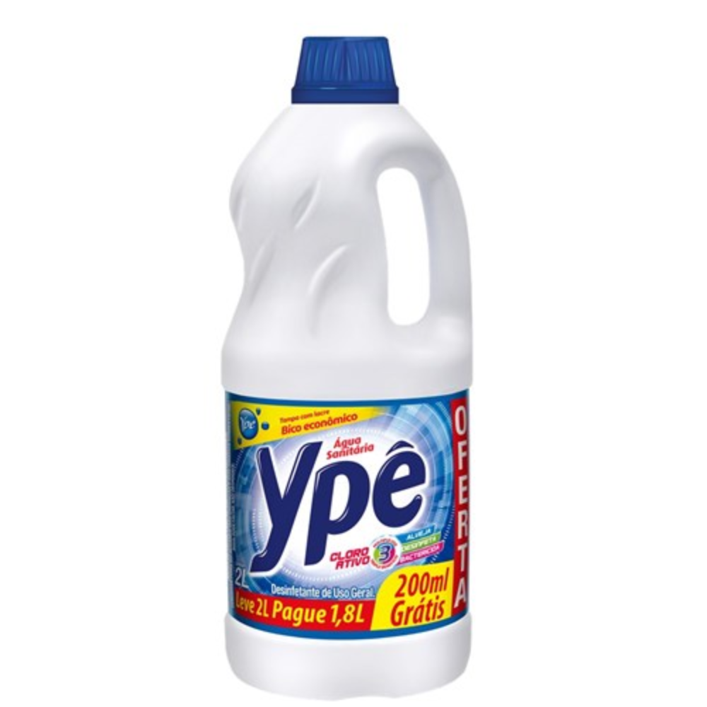 Água Sanitária Ypê Frasco Leve 2l Pague 1,8l
