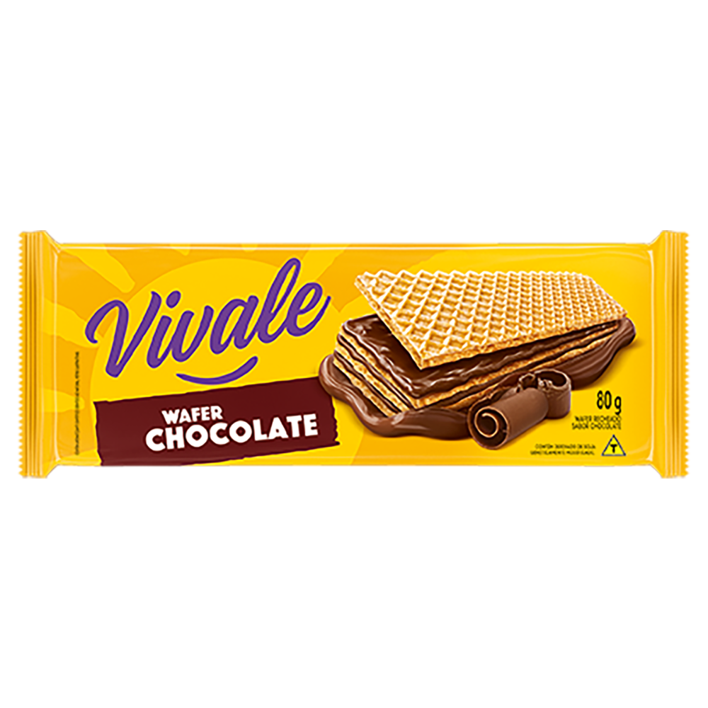 Biscoito Wafer Recheio Chocolate Vivale Pacote 80G