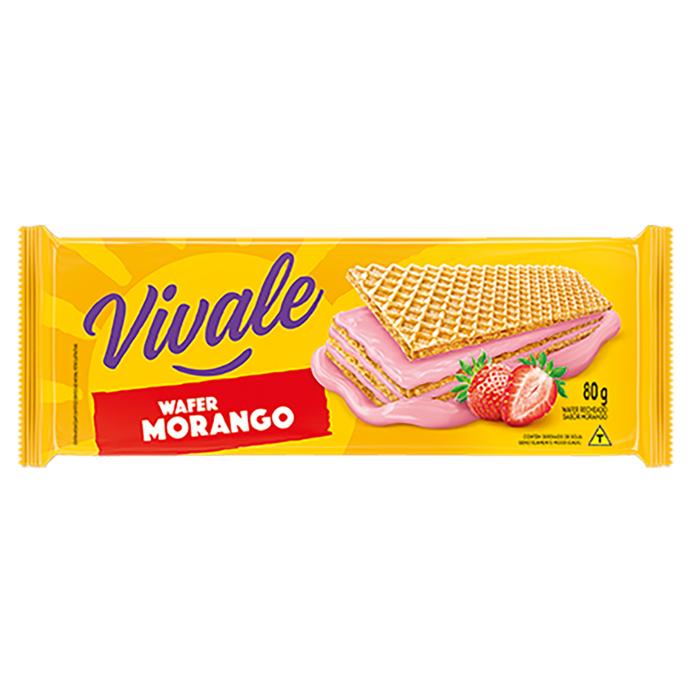 Biscoito Wafer Recheio Morango Vivale Pacote 80G