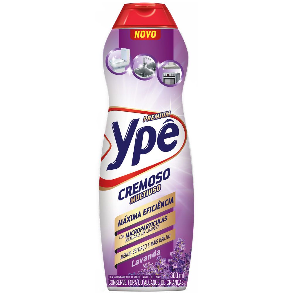 Multiuso Cremoso Ypê Premium  Lavanda 300ml - Máxima Eficiência - Saponáceo
