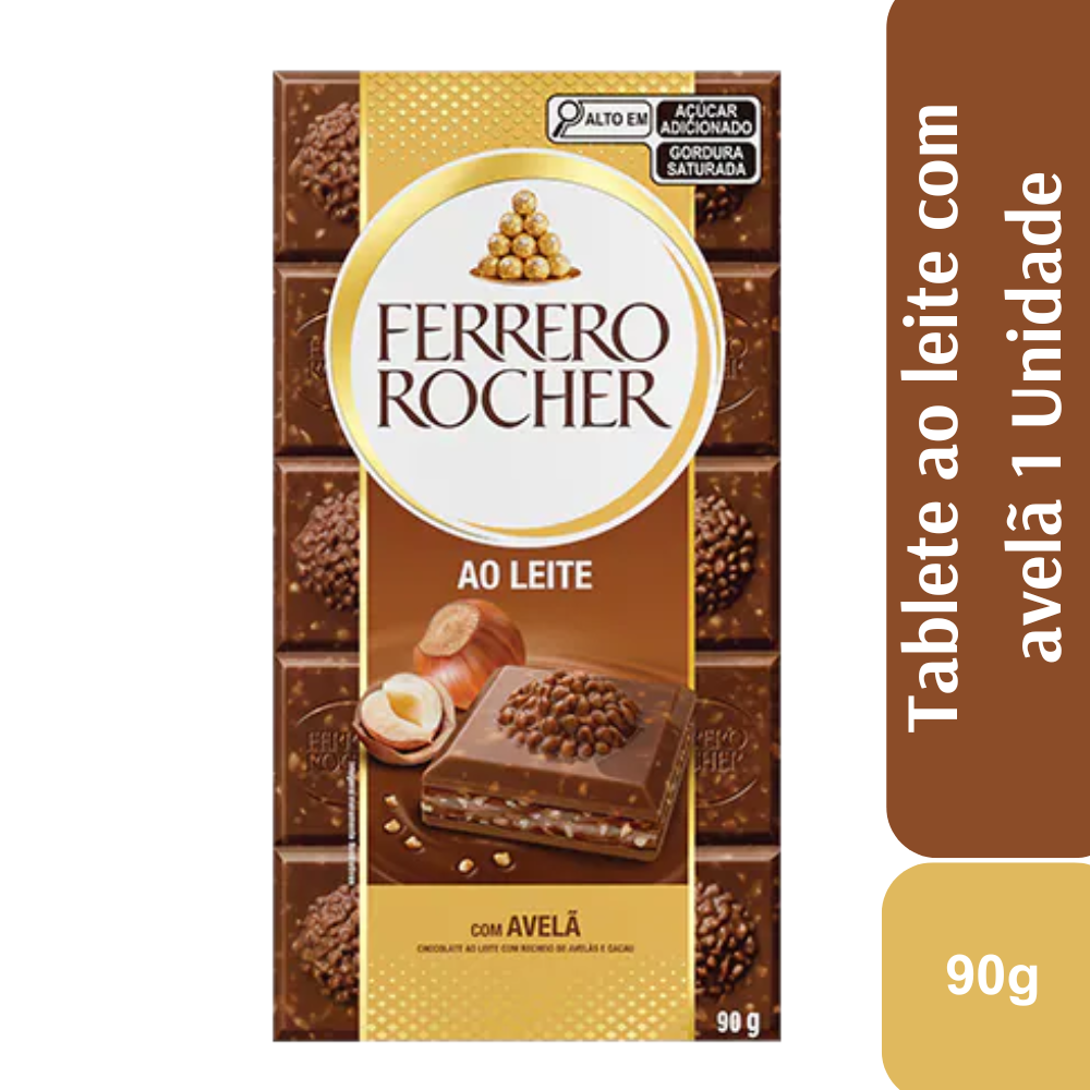 Ferrero Rocher Tablete ao leite com avelã 1 Unidade 90g