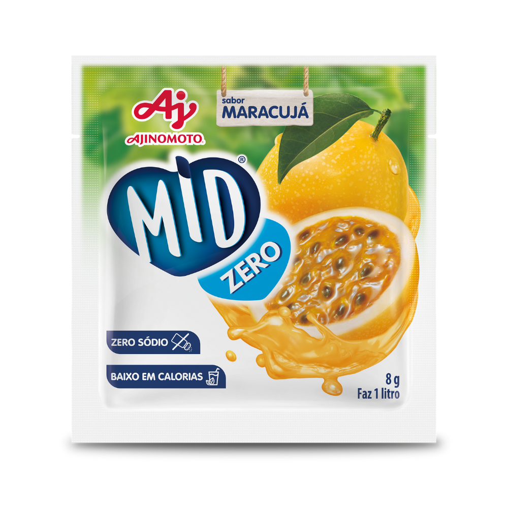 Refresco Em Pó Mid® Zero Açúcar Sabor Maracujá 8G