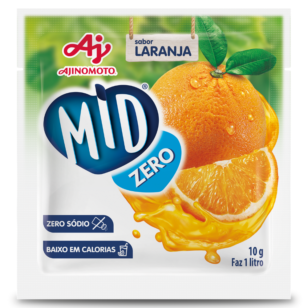 Refresco Em Pó Mid® Zero Açúcar Sabor Laranja 10G