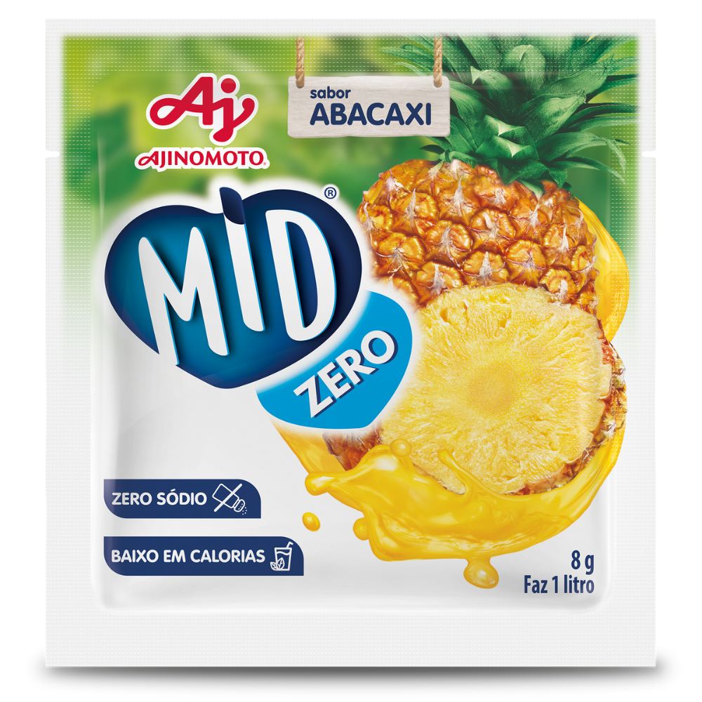 Refresco Em Pó Mid® Zero Açúcar Sabor Abacaxi 8G