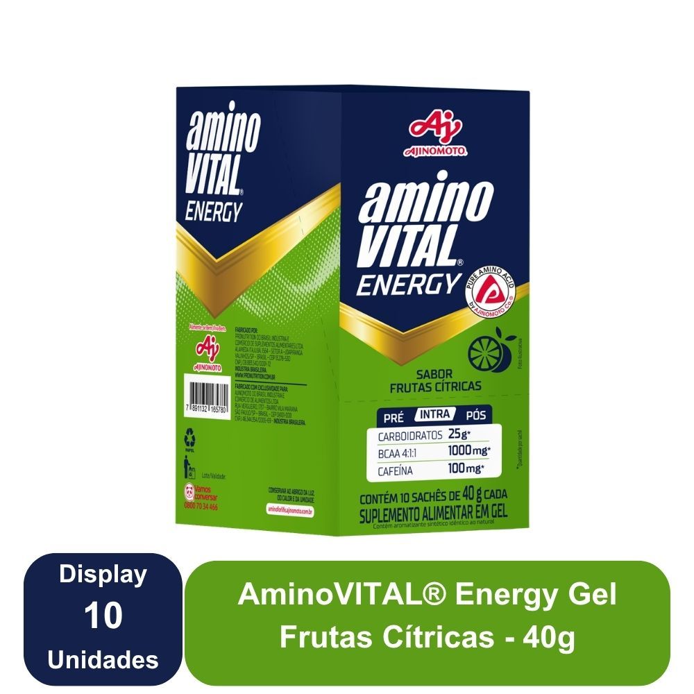 aminoVITAL® Energy Gel - Frutas Cítricas - Com Cafeína 10 Sachês