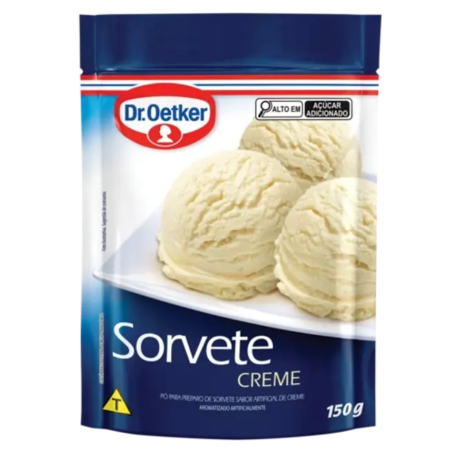 Dr. oetker sorvete sabor creme, pó para preparo de sobremesa, consistência cremosa e sabor delicioso, 150g