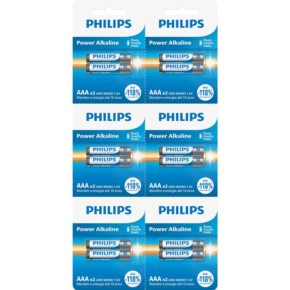 Pilha Philips Cartela Aaa C/6 Pack 2 Und