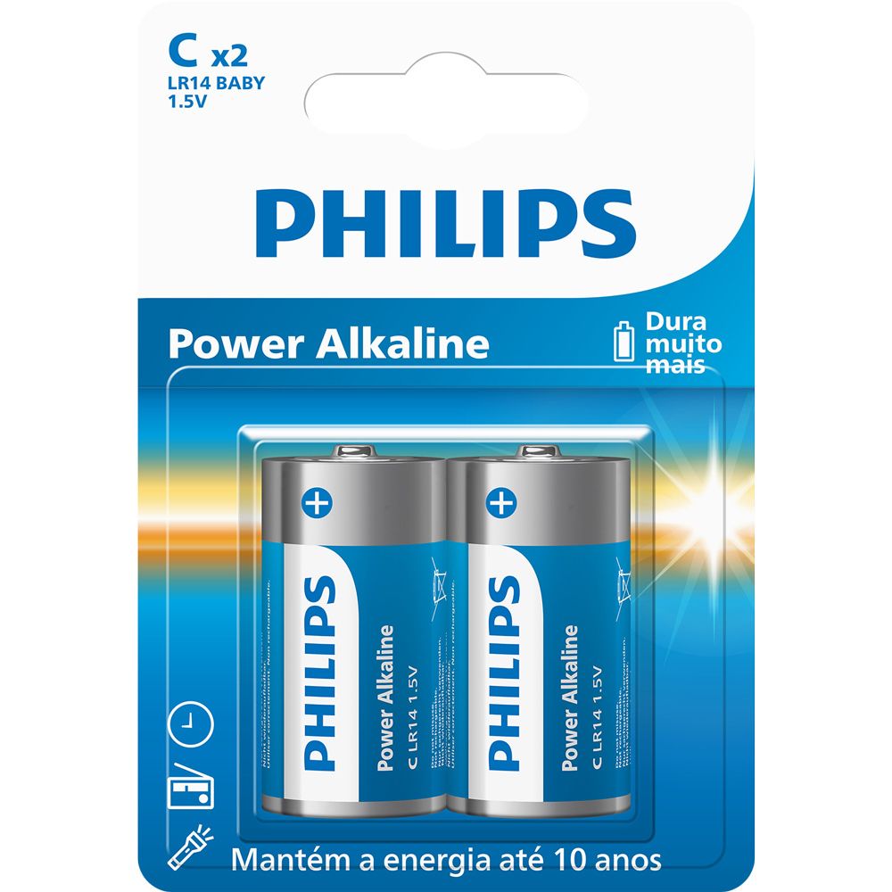 Bateria Philips Alcalina Lr14 Tipo C 1.5V Lr14P2B/59