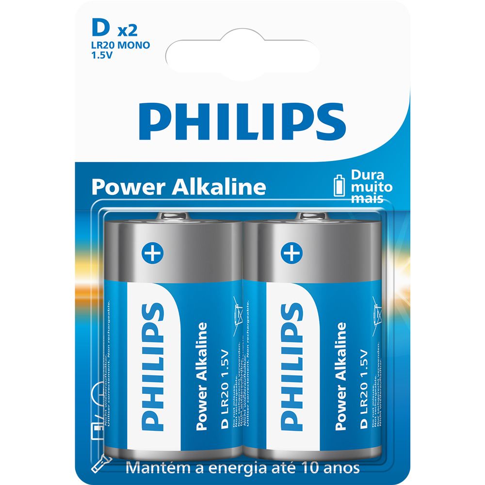 Bateria Philips Alcalina Lr20 Tipo D 1.5V Blister Lr20P2B/59 Dp C/ 12