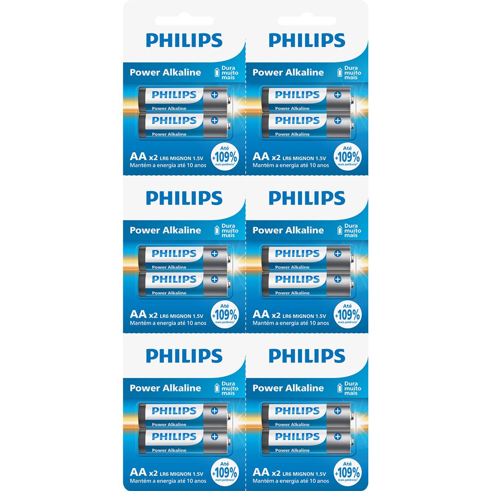 Pilha Philips Cartela Aa C/ 6Pack 2 Und