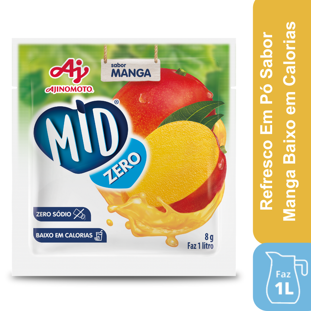 Refresco Em Pó Mid® Zero Açúcar Sabor Manga 8G