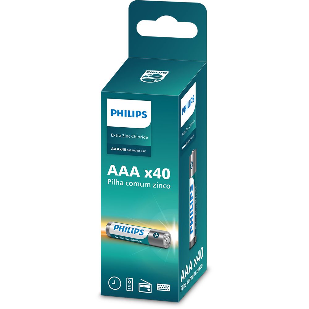 Pilha Zinco Philips Aaa R03L40Tf/59 Torre