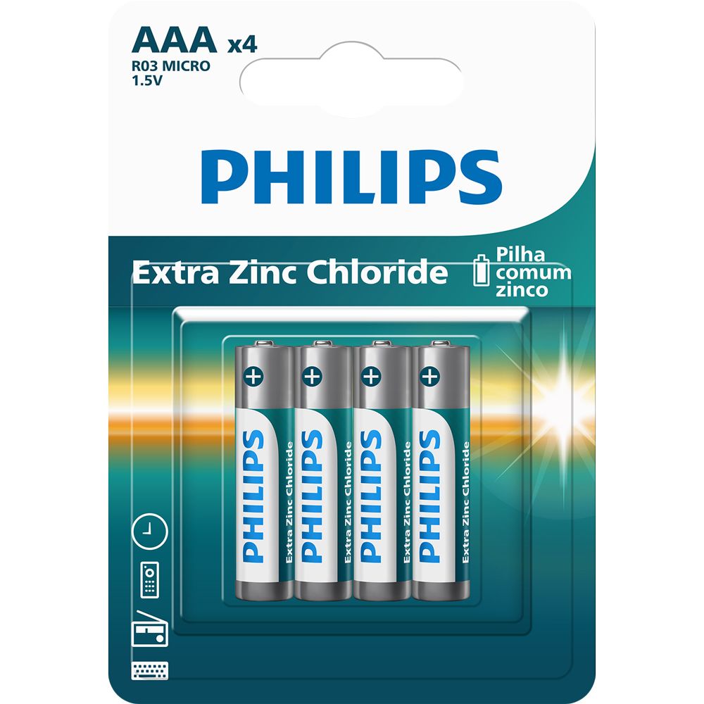 Pilha Philips Zinco Aaa 1.5V Blister