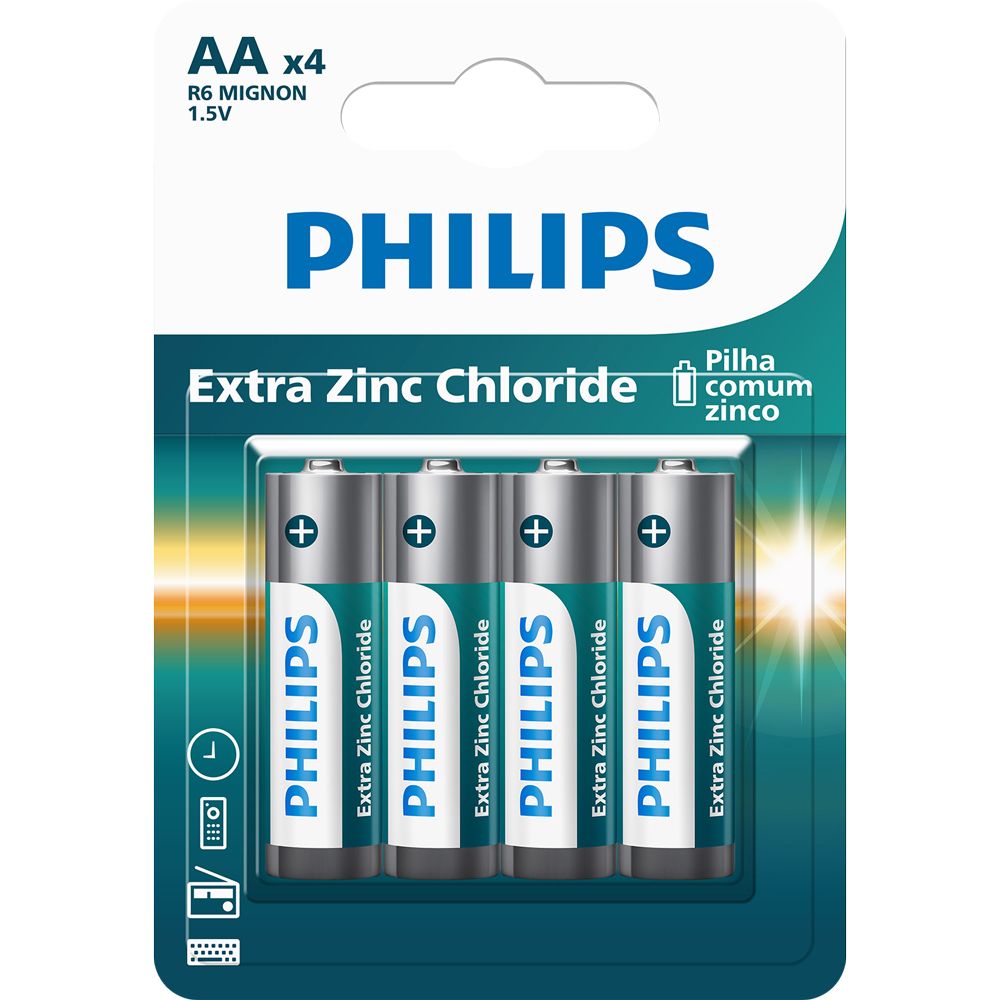 Pilha Philips Zinco Aa 1.5V Blister