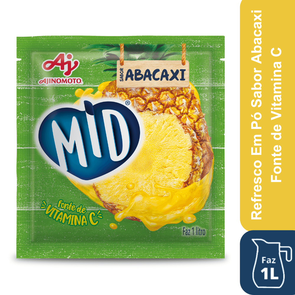Refresco Em Pó Mid® Sabor Abacaxi 20G