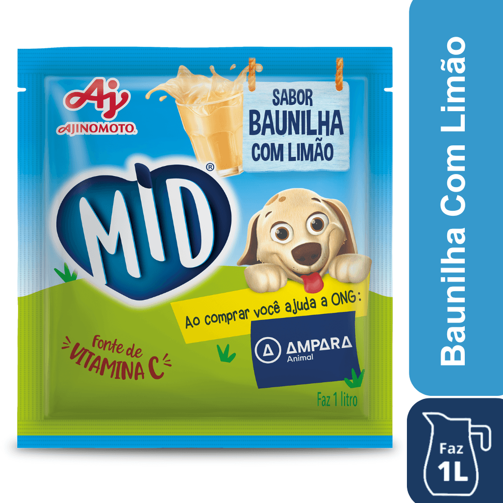Refresco Em Pó Mid® Sabor Baunilha Com Limão 20G