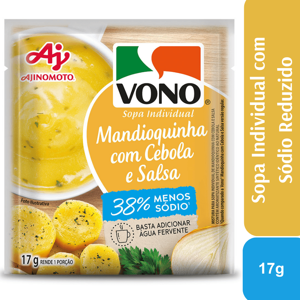 Sopa VONO® Individual Sabor Mandioquinha Com Cebola E Salsa Menos Sódio 17G