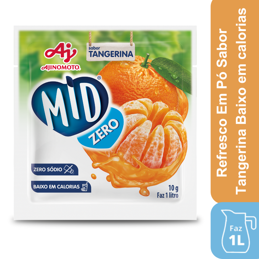 Refresco Em Pó Mid® Zero Açúcar Sabor Tangerina 10G