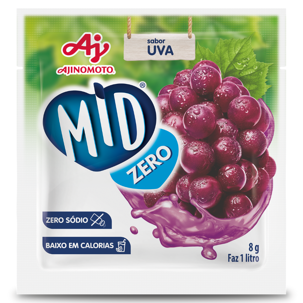 Refresco Em Pó Mid® Zero Açúcar Sabor Uva 8G